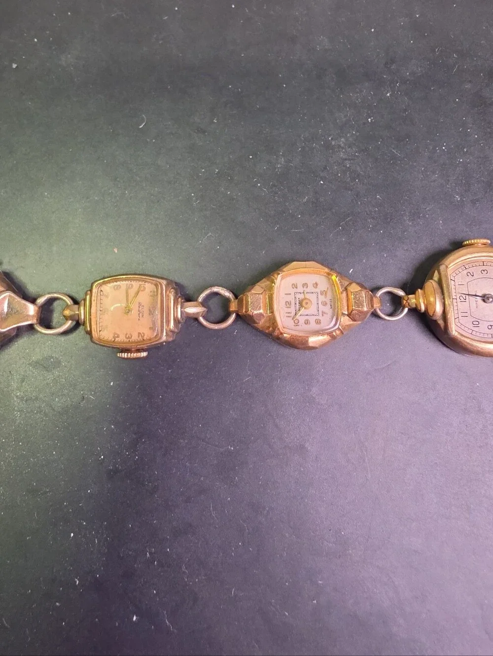 Vintage Women's Gold-Tone Multi-Face Bracelet Watch Faces